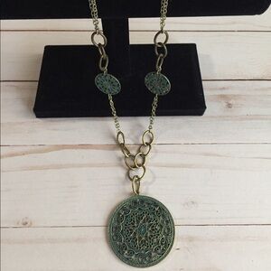 Round Brass Antique Look Necklace